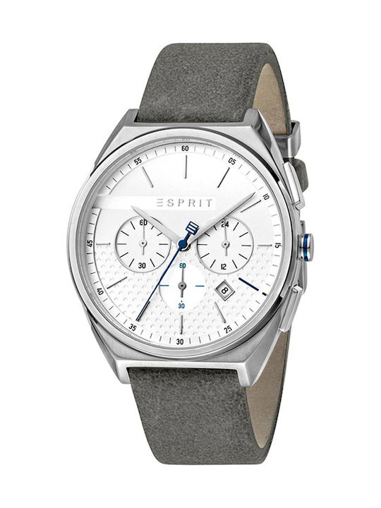 Esprit Slice Ανδρικό Ρολόι 42mm Χρονογράφος Μπαταρίας με Γκρι Δερμάτινο Λουράκι