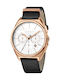 Esprit Slice Ανδρικό Ρολόι 42mm Χρονογράφος Μπαταρίας με Μαύρο Δερμάτινο Λουράκι