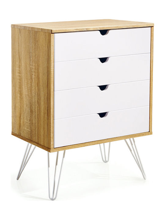 Kampen Wooden Chest of Drawers with 4 Drawers White 60x40x80cm