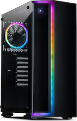 Inter-Tech S-3906 Renegade Jocuri Turnul Midi Cutie de calculator cu fereastră laterală și iluminare RGB Negru