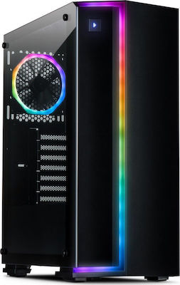 Inter-Tech S-3906 Renegade Jocuri Middle Tower Cutie de calculator cu iluminare RGB Negru