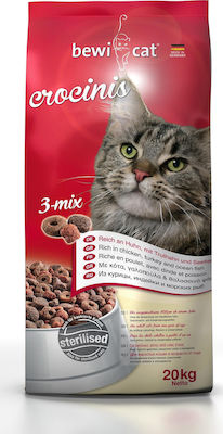 Bewi Crocinis 3-Mix Trockenfutter für erwachsene kastrierte Katzen mit Huhn 20kg