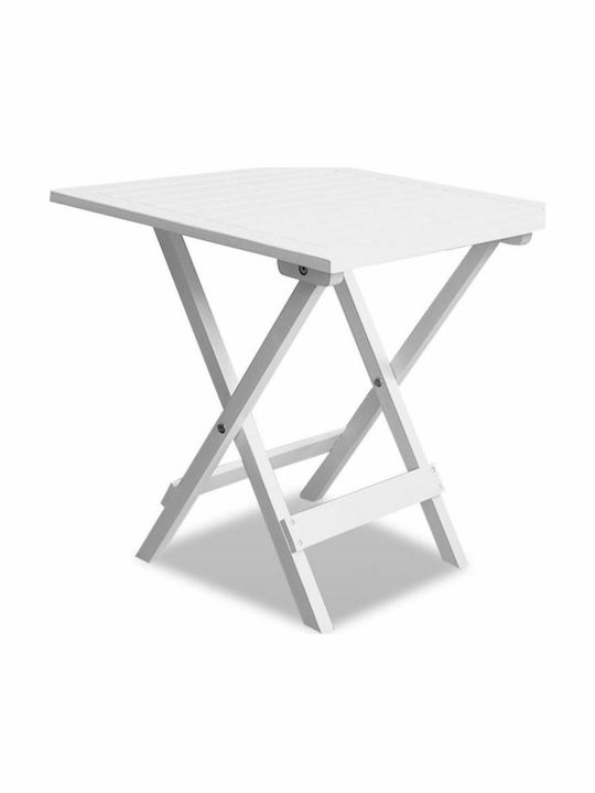 Auxiliary Outdoor Foldable Wood Table White 46x46x47cm