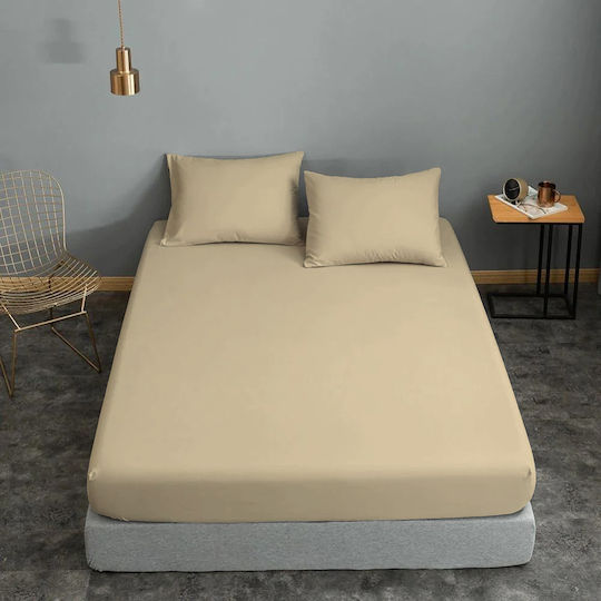 Le Blanc Cotton Line Σεντόνι Διπλό με Λάστιχο 150x200+20εκ. Μπέζ