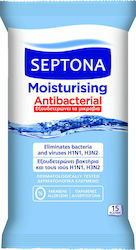 Septona Moisturising Antibacterial Dezinfectante Servetele Pentru mâini 15buc Natural