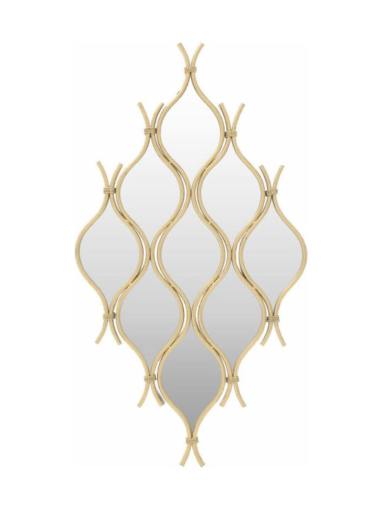 Inart Καθρέπτης Τοίχου με Χρυσό Μεταλλικό Πλαίσιο 98x54cm