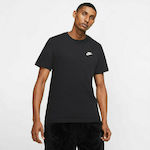 Nike Sportswear Club Ανδρικό T-shirt Μαύρο Μονόχρωμο