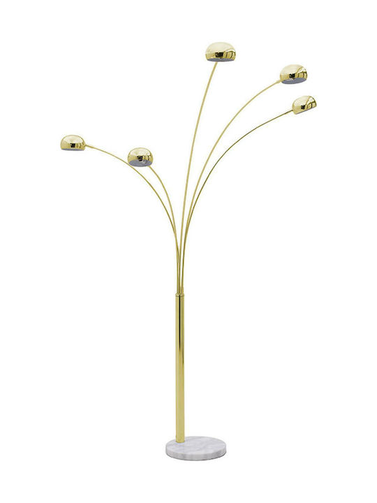 Inart Floor Lamp H225xW42cm. with Socket for Bulb E14 White