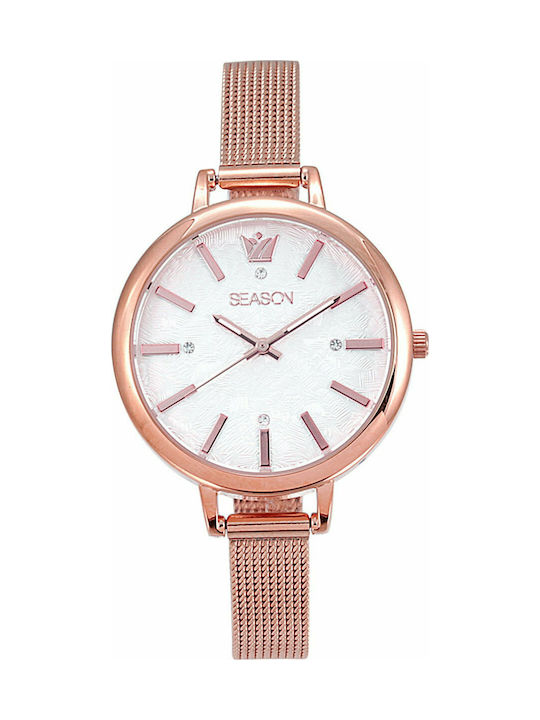 Season Time Avenue Series Watch with Pink Gold Metal Bracelet