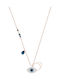 Swarovski Symbolic Evil Eye Κολιέ Ματάκι με Ροζ Επιχρύσωση Μπλε