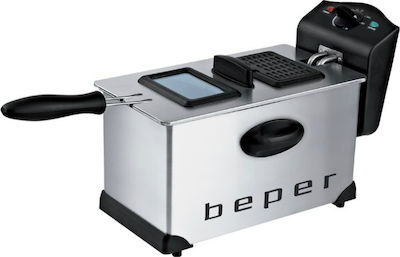 Beper Deep Fryer with Removable Basket 3.5lt Silver