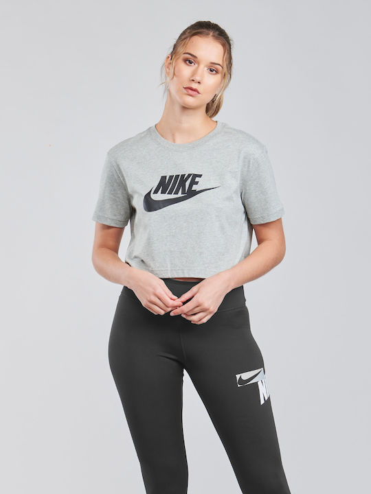 Nike Essential Κοντομάνικο Crop Top Γκρι