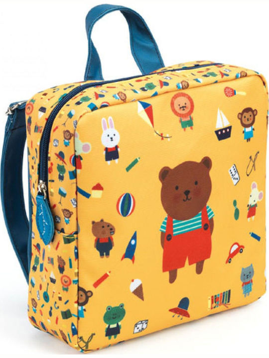 Djeco Bear Backpack School Bag Backpack Kindergarten in Yellow color