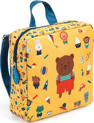 Djeco Bear Backpack Schulranzen Rucksack Kindergarten in Gelb Farbe L23 x B7.5 x H23cm