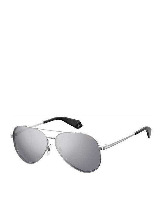 Polaroid Men's Sunglasses with Silver Metal Frame and Silver Polarized Lenses PLD 6069/S YB7/EX