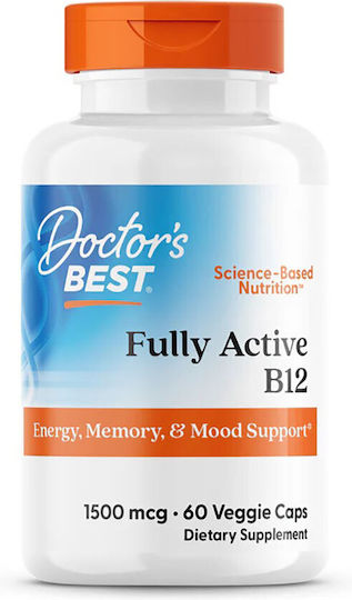 Doctor's Best Fully Active B12 1500mcg Βιταμίνη για την Υγεία του Νευρικού Συστήματος 1500mcg 60 φυτικές κάψουλες