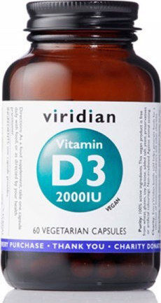 Viridian Vitamin D3 2000iu Vegan Vitamin For Immune Support & Bone Health 2000iu 60 Capsules