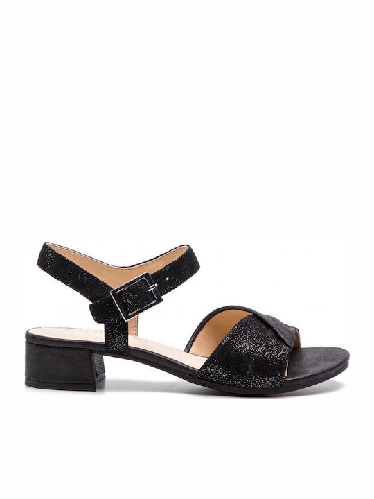 Leather Women's Flat Sandals Anatomic in Black Color