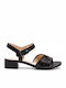 Caprice Leather Women's Flat Sandals Anatomic in Black Color