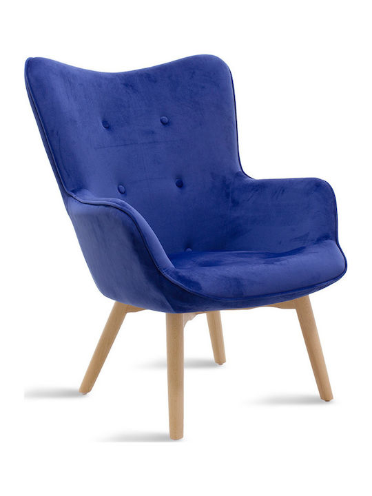 Kido Πολυθρόνα Βελούδινη σε Μπλε Χρώμα 71x75x92cm