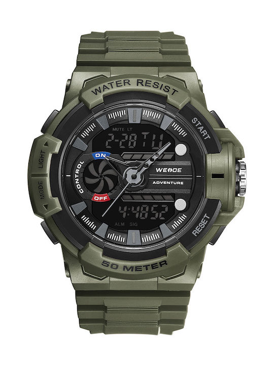 Weide Digital Watch Battery with Green Rubber Strap WD11008