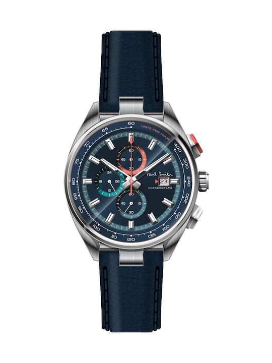 Paul Smith Uhr Chronograph Batterie mit Blau Lederarmband PS0110012