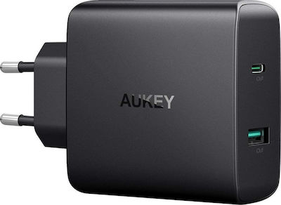Aukey USB / USB Type-C Wall Adapter Μαύρο (PA-Y10)
