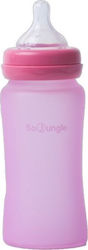 Bo Jungle Glasflasche Thermo Bottle mit Silikonsauger für 3+ Monate Pink 240ml 1Stück
