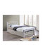 Norton Κρεβάτι Μονό Μεταλλικό Λευκό με Τάβλες για Στρώμα 90x190cm