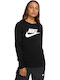 Nike Swoosh Damen Sportlich Baumwolle Bluse Langärmelig Schwarz