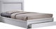 Life Κρεβάτι Μονό Ξύλινο Λευκό με Συρτάρια & Τάβλες 90x190cm