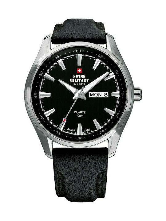 Swiss Military by Chrono Ceas Cronograf Baterie cu Negru Brățară din piele SM34027.05