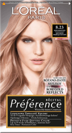 L'Oreal Paris Preference Βαφή Μαλλιών 8.23 Medium Rose Gold
