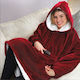 Huggle Plush Blanket Velvet with Sleeves 70x90cm. with Sleeves Red