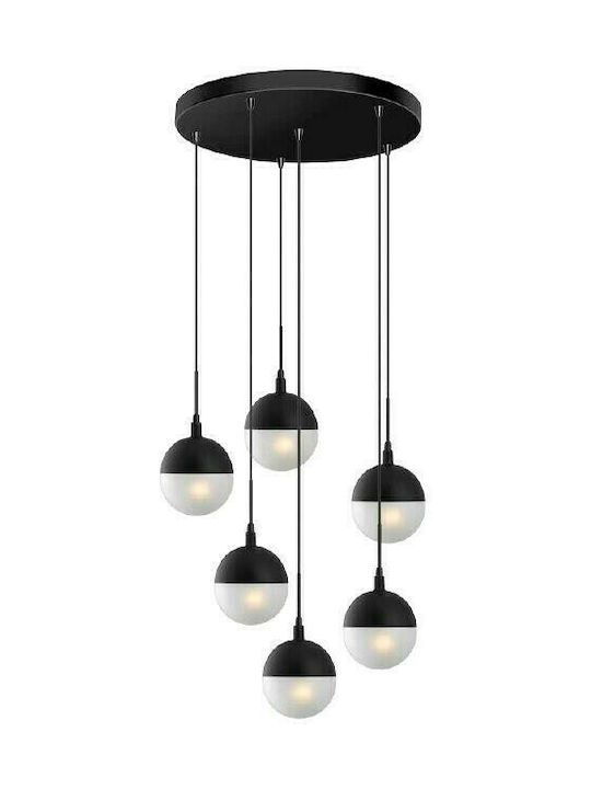 Luma Pendant Suspension for 6 Bulbs E27 Black