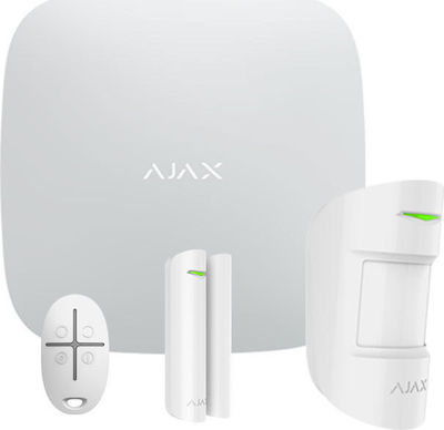 Ajax Systems StarterKit Plus Ασύρματο Σύστημα Συναγερμού με Ανιχνευτή Κίνησης , Αισθητήρα Πόρτας , Τηλεχειριστήριο και Κέντρο (Wi-Fi / GSM) Λευκό