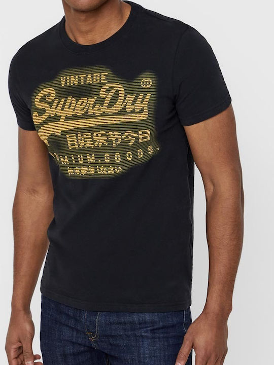 Superdry T-shirt Bărbătesc cu Mânecă Scurtă Negru