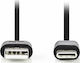 Nedis USB 2.0 Cable USB-C Male - USB-A Black 0.1m