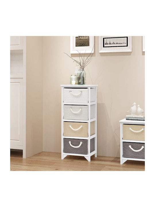 Drawers Storage Made of Wood & Fabric with 4 Drawers Colorful L35xW27xH86cm