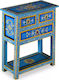 Sertar de depozitare din lemn masiv cu 3 sertare Turquoise L60xW30xH76buc