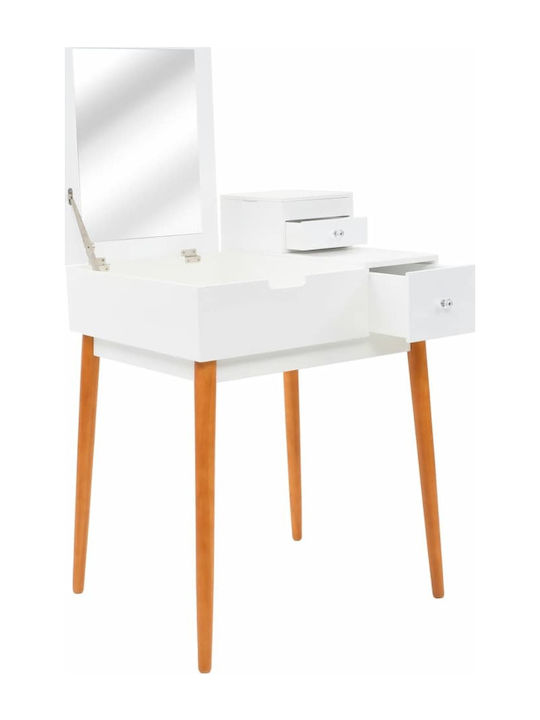 Wooden Makeup Dressing Table White with Mirror 60x50x86cm