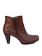 Ragazza Leather Women's Ankle Boots with Medium Heel Tabac Brown