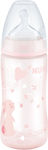 Nuk Plastikflasche First Choice Plus Temperature Control Baby Rose & Blue Gegen Koliken mit Silikonsauger für 0-6 Monate Pink Hase 300ml