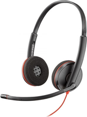 Plantronics Blackwire C3220 Auf dem Ohr Multimedia-Headsets mit Mikrofon und Verbindung USB-A in Schwarz Farbe