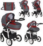 Lorelli Kara 3 in 1 Adjustable 3 in 1 Baby Stroller Suitable for Newborn Dark Grey/Red