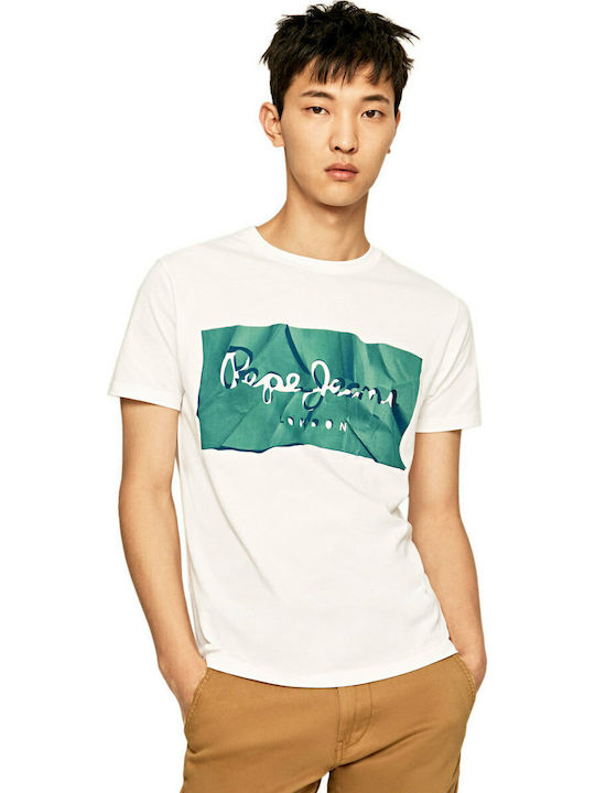 Pepe Jeans Raury Ανδρικό T-shirt Λευκό με Λογότυπο