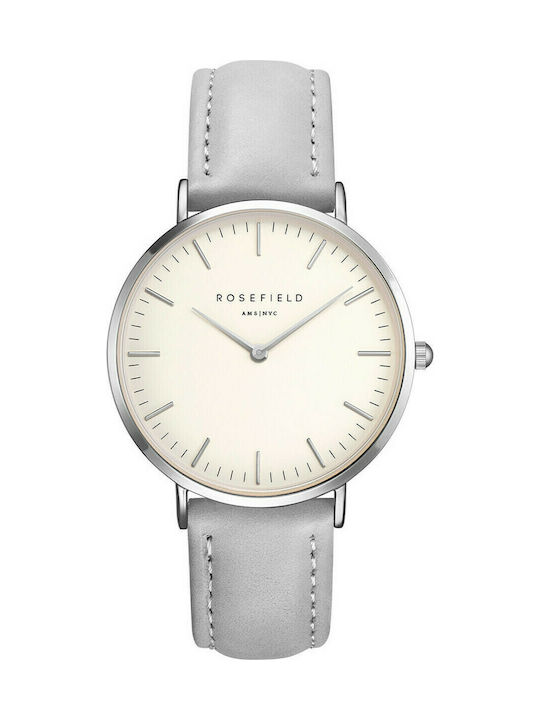 Rosefield Bowery Watch with White Leather Strap