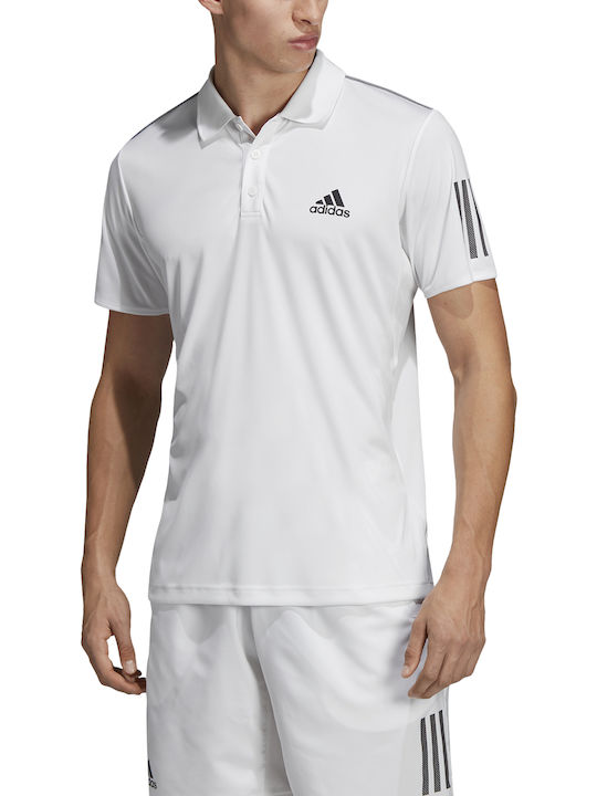 Adidas 3-Stripes Club Ανδρική Μπλούζα Polo Κοντομάνικη Λευκή