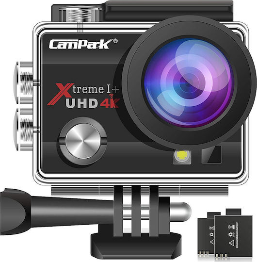 Campark ACT74 Action Camera 4K Ultra HD Underwater (with Case) with Screen 2" and Wi-Fi Black