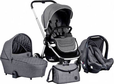 Kikka Boo Vicenza 3 in 1 Premium Verstellbar 3 in 1 Baby Kinderwagen Geeignet für Neugeborene Grey Silver